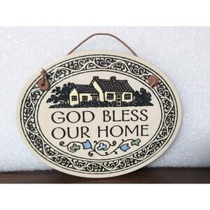 The Original Spooner Creek Designs God Bless Our Home Ceramic Wall Hanging 7.5"